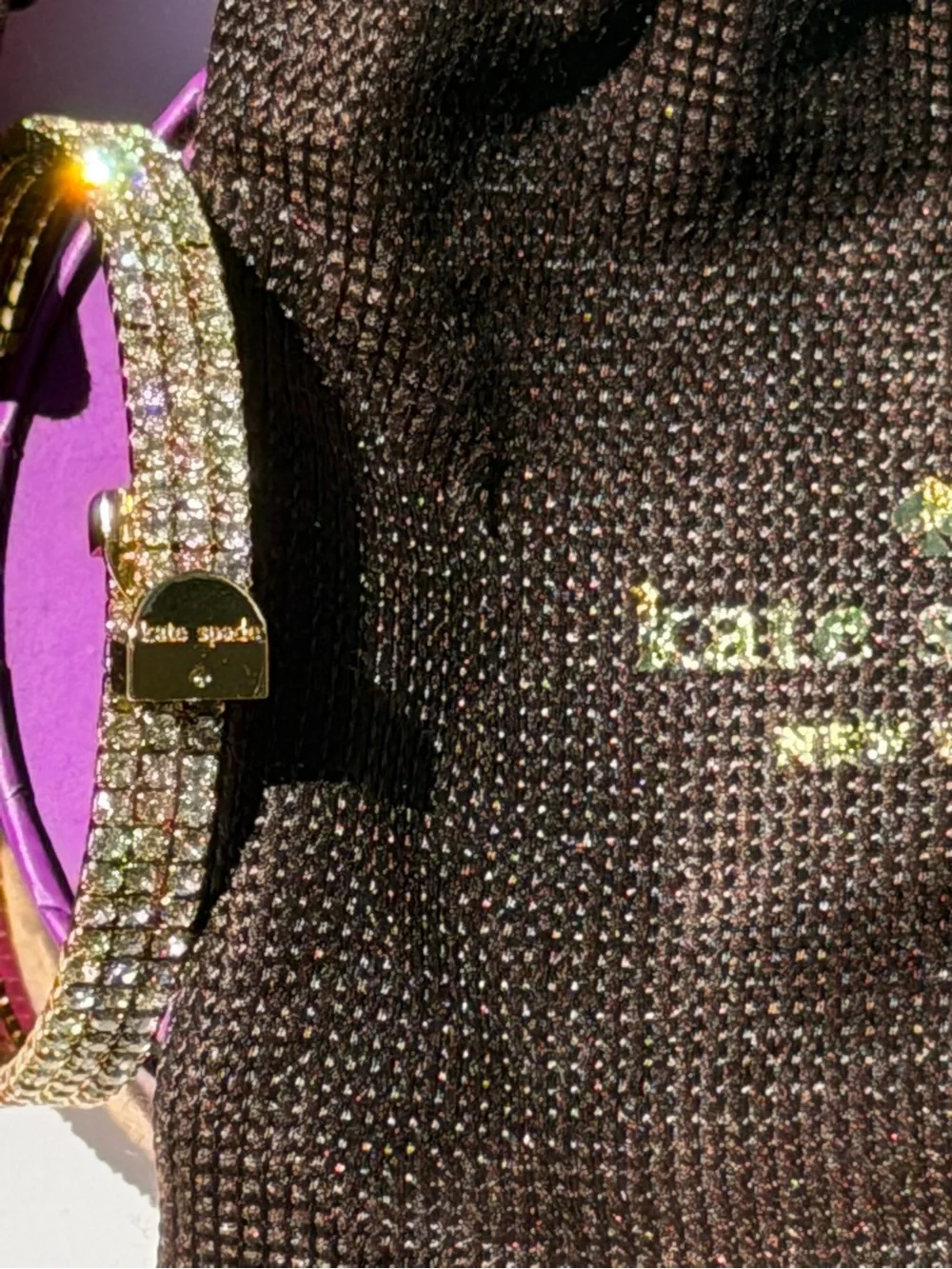 kate spade Gold Crystal Lock Bracelet with Pink Lining